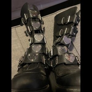 Demonia Heart Buckle Boots